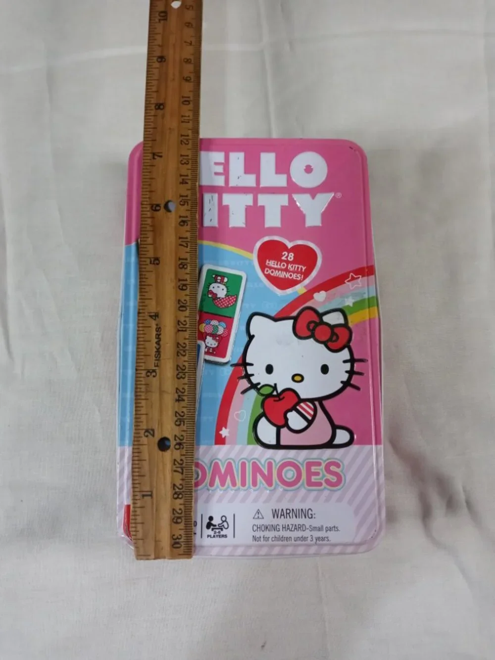 *Empty Box* Hello Kitty Dominoes Iron Tin Storage Box *VINTAGE* in Good Cond